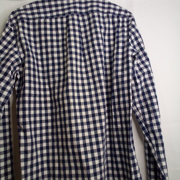 J Crew Shirt Men M Slim Button Down Long Sleeve Check Pattern Blue White - Picture 15 of 15